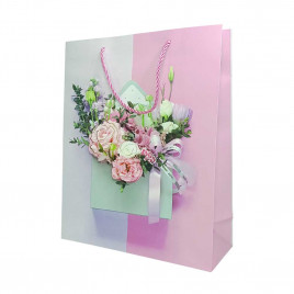 Пакет ЛЮКС Конверт с цветами 3D размер 26*32*12см