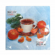 Салфетки бумажные Мандарины 33*33см 2-х слойные 20шт
