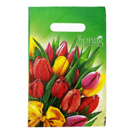 Пакет вырубной ПВД Тюльпаны бант 20*30см 35 мкм 100шт