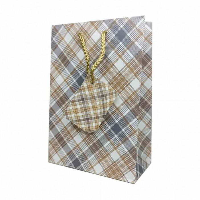 Пакет матовый бумажный МЭН+клетка размер 14*20*10см