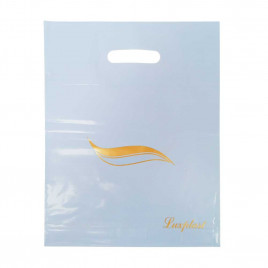 Пакет с вырубной ручкой Волна голубой 30*37см 95мкм 50шт