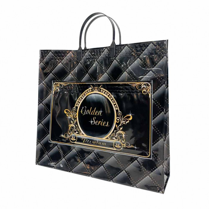 Сумка с пластмассовыми ручками многослойная с карманами Золотая серия 37*34см