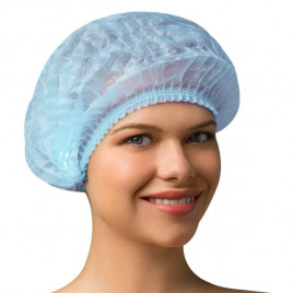 Шапочка одноразовая Шарлотта голубая 100шт