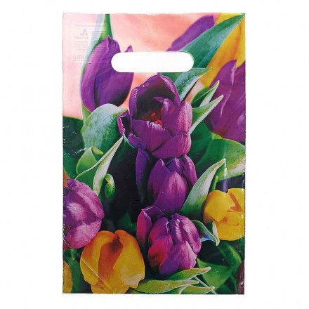 Пакет вырубной ПВД &quot;Фиолетовые тюльпаны&quot; 20*30см 35 мкм (100шт)