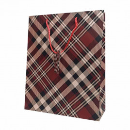 Пакет матовый бумажный МЭН+клетка размер 26*32*10см