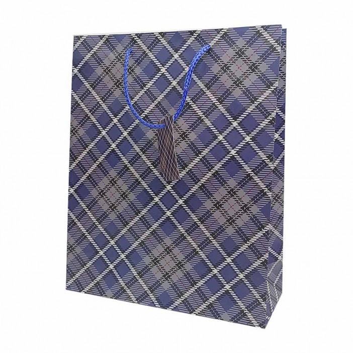Пакет матовый бумажный МЭН+клетка размер 26*32*10см