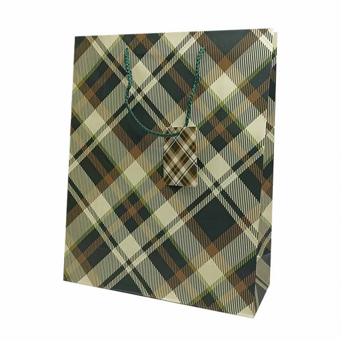 Пакет матовый бумажный МЭН+клетка размер 26*32*10см