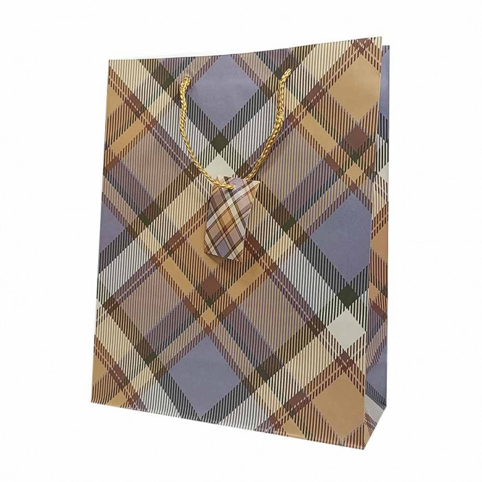 Пакет матовый бумажный МЭН+клетка размер 26*32*10см