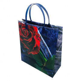 Пакет сумка размер 23*26см Роза на джинсах
