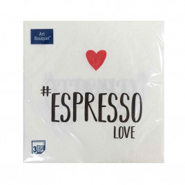 Салфетки бумажные с рисунком Эспрессо Love 33*33см 3-х слойные 20шт