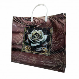 Сумка с пластмассовыми ручками многослойная с карманами Белая роза 37*34см