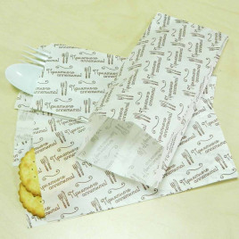 Пакет бумажный белый с печатью с плоским дном  размер 22*9*4см уп 10шт