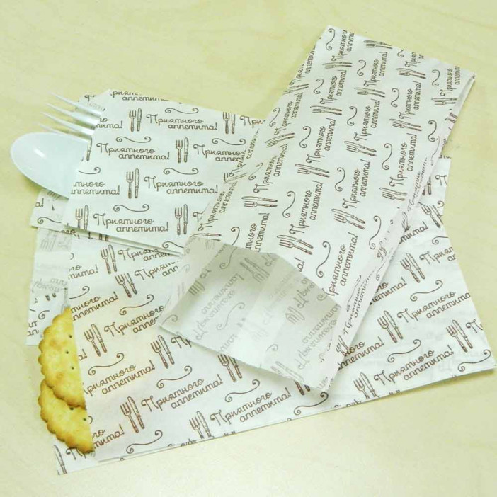 Пакет бумажный белый с печатью с плоским дном  размер 22*9*4см уп 10шт