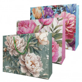 Пакет ЛЮКС Цветы с блеском размер 32*26*12см