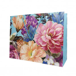 Пакет ЛЮКС Цветы с блеском размер 32*26*12см