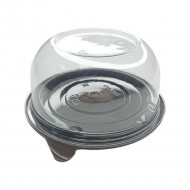 Коробка для пирожных с купольной прозрачной крышкой d-13,2см H-6см (уп. 10шт)