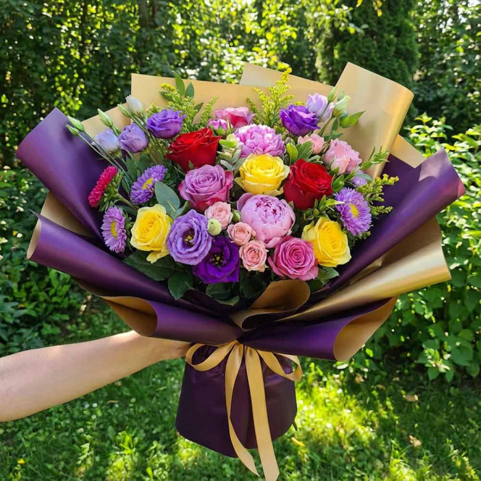 Пленка в рулоне матовая двухцветная золото фиолетовая размер 58см*10м 65мкм