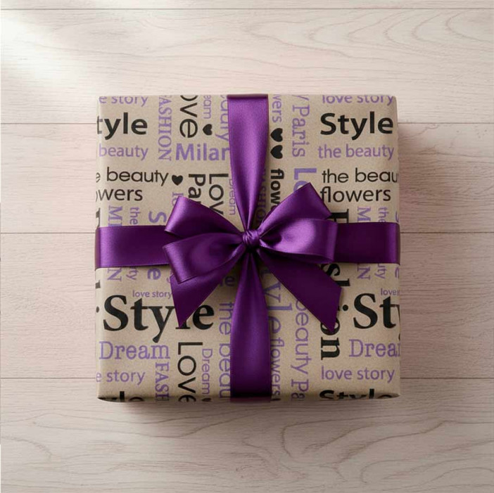 Бумага крафт в рулоне Love черно-сиреневая волна размер 70см*10м