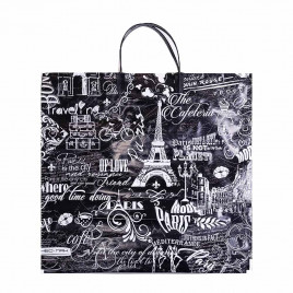 Пакет с пластмассовыми ручками 36*40см Париж рисунки 10шт