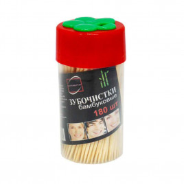 Зубочистки бамбуковые в пластиковой упаковке 180шт 