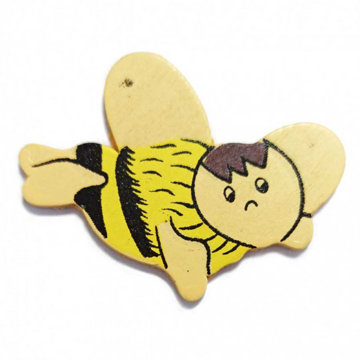 Декор деревянный Пчелка цветная на липучке размер 4см