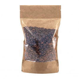 Дой-пак бумажный крафт с окном с замком zip-lock 105*185+(30+30) уп 10шт 