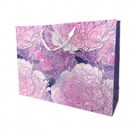 Пакет ЛЮКС Цветы с блеском размер 53*44*15см