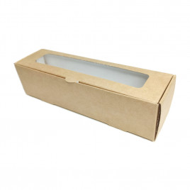 Коробка под макаруны 6шт с окном крафт размер 190*50*50мм уп 10шт