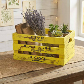 Ящик декоративный LIVE LAUGH желтый размер 40*31*22см
