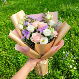 Пленка в рулоне матовая двухцветная золото светло-розовый размер 58см*10м 65мкм