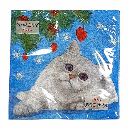 Салфетки бумажные Котик 33*33см 2-х слойные 20шт