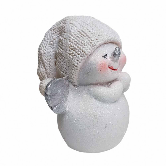 Снеговик ангел декоративный с блеском H-7,5см