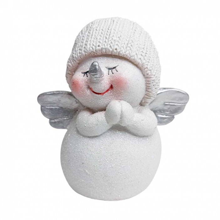 Снеговик ангел декоративный с блеском H-7,5см
