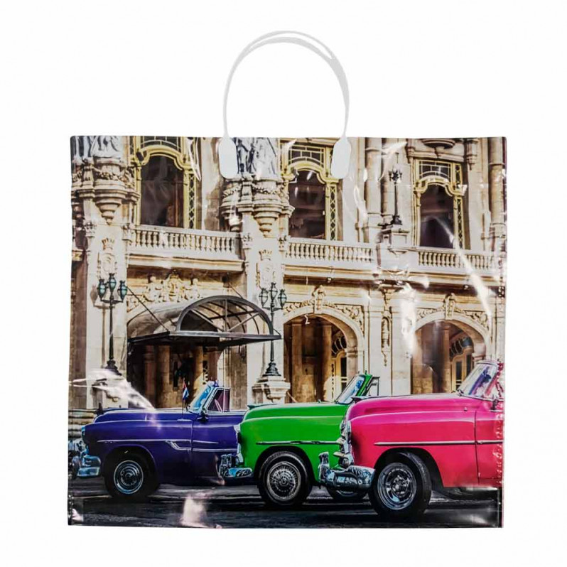 Пакет с пластмассовыми ручками 36*40см Яркие авто 10шт