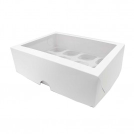 Коробка под капкейки на 12шт с окном белая размер 330*250*100мм