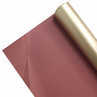 Пленка в рулоне матовая двухцветная золото розовый пыльный размер 58см*10м 65мкм