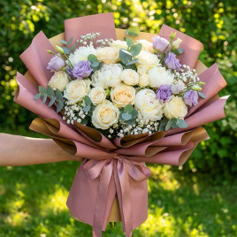 Пленка в рулоне матовая двухцветная золото розовый пыльный размер 58см*10м 65мкм