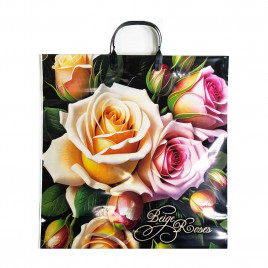 Пакет с пластмассовыми ручками 40*44см Желтая роза 10шт