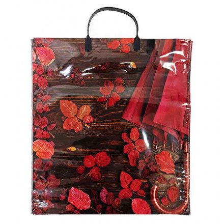 Пакет с пластмассовыми ручками Красные листья