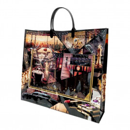 Сумка с пластмассовыми ручками многослойная с карманами Модерн 40*33см