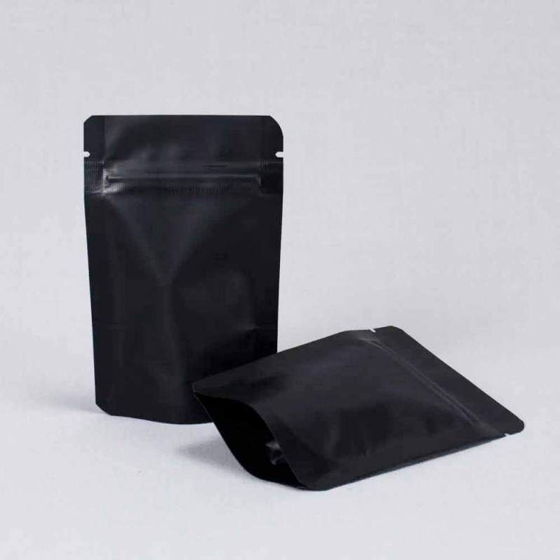 Дой-пак черный матовый металл внутри с замком zip-lock 160*250мм (45+45) уп 10шт