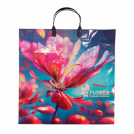 Пакет с пластмассовыми ручками 36*40см Розовые цветы 10шт