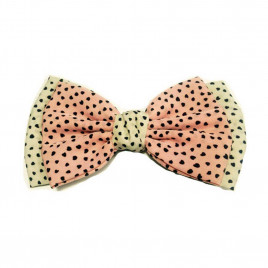 Бантик тканевый Горошек розовый/кремовый размер 12см