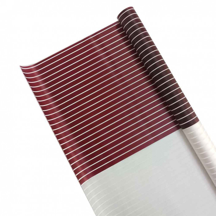 Пленка в рулоне матовая Полосы бургундский размер 58см*5м