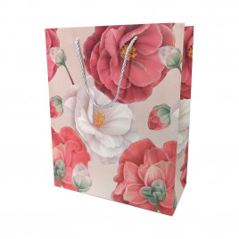 Пакет ЛЮКС Цветы с блестками размер 26*32*12см