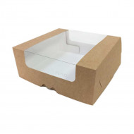Коробка для торта с окном крафт размер 190*185*75мм 