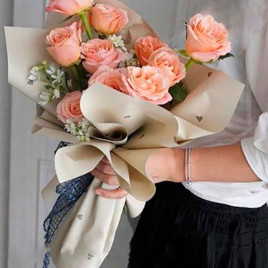 Пленка в рулоне матовая Сердца синяя размер 58см*10м 60мкм