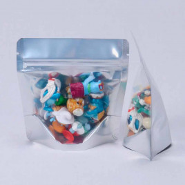 Дой-пак серебро с прозрачной стенкой c замком zip-lock 130*130+(35+35) уп 10шт