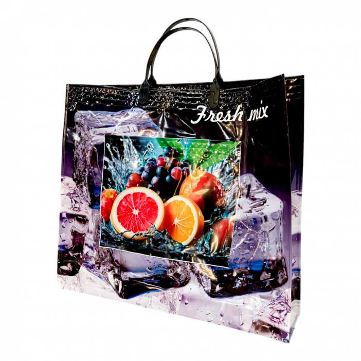 Сумка с пластмассовыми ручками многослойная с карманами Микс 40*33см