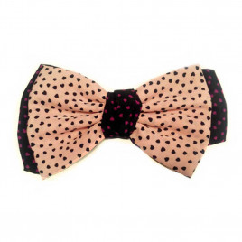 Бантик тканевый Горошек розовый/черный размер 12см